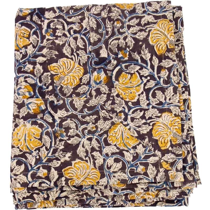 Poppy Table Cloth, Black/Yellow