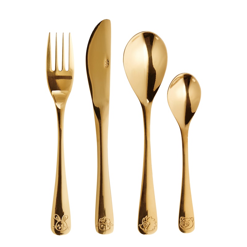 Mini Childrens Cutlery 4-pack, Gold