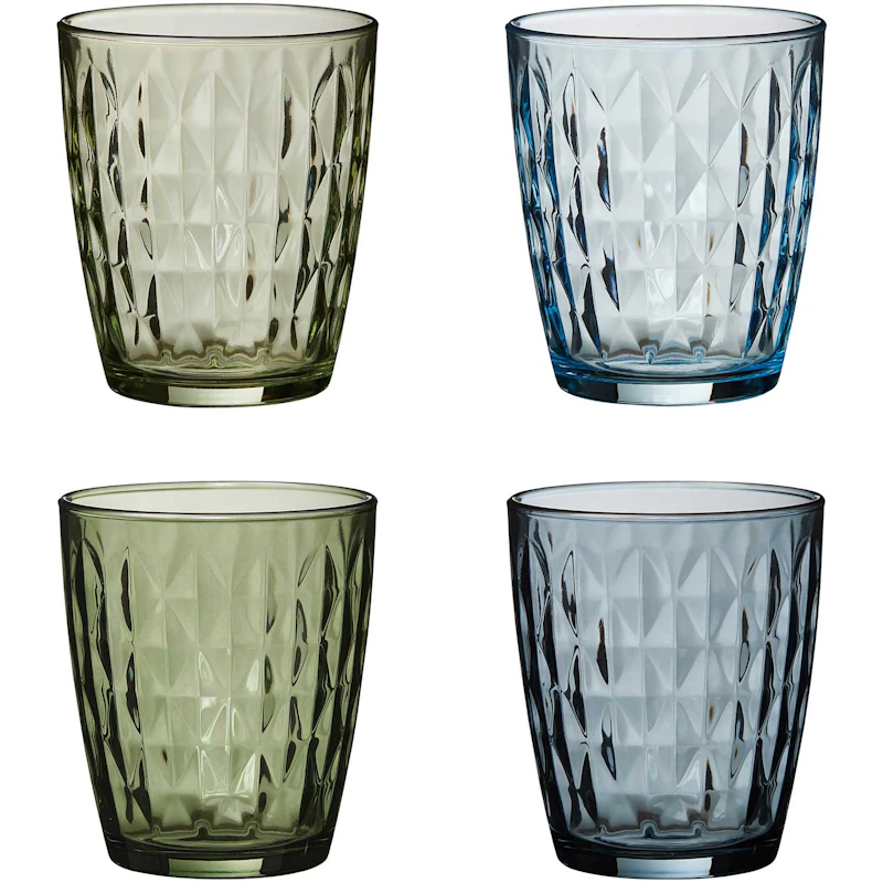 Mosaik Drinking Glass 4-pack 34 cl, Green Blue