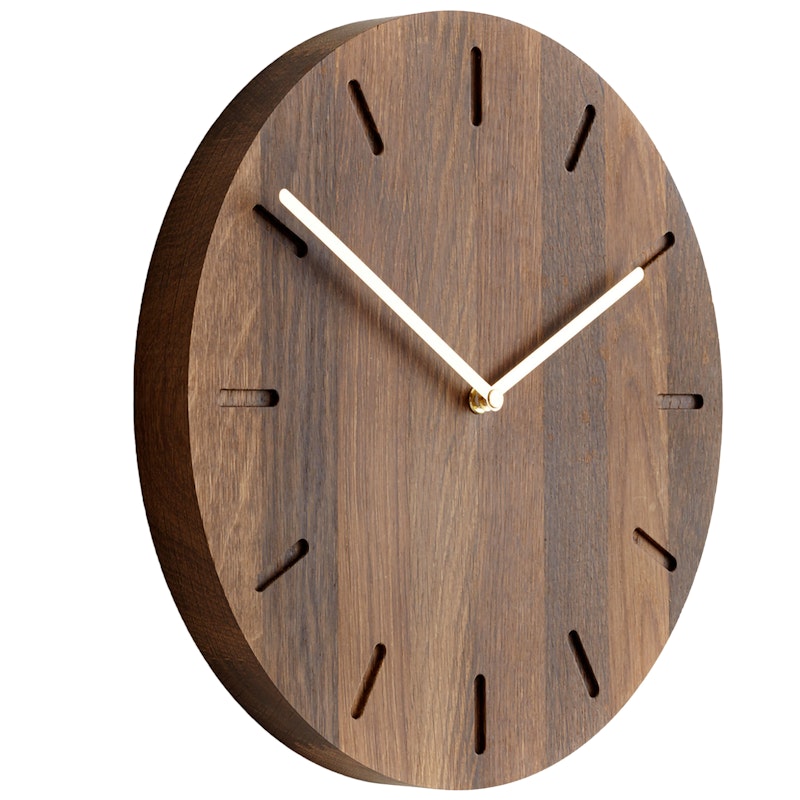 Watch:Out Wall Clock, Smoked Oak / Brass