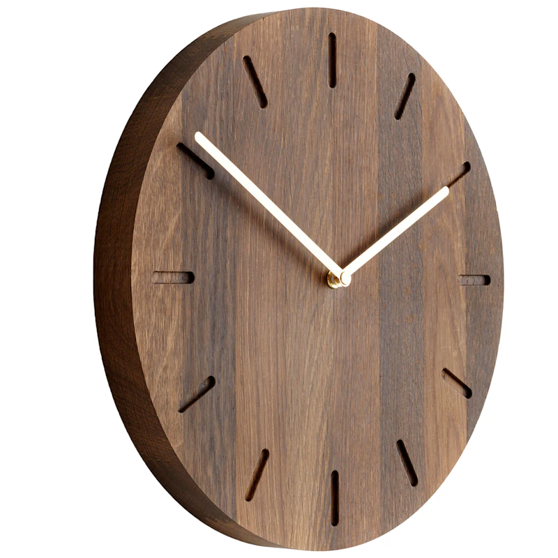 Watch:Out Wall Clock, Smoked Oak / Brass
