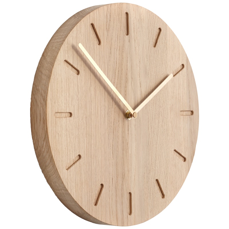 Watch:Out Wall Clock, Oak / Brass