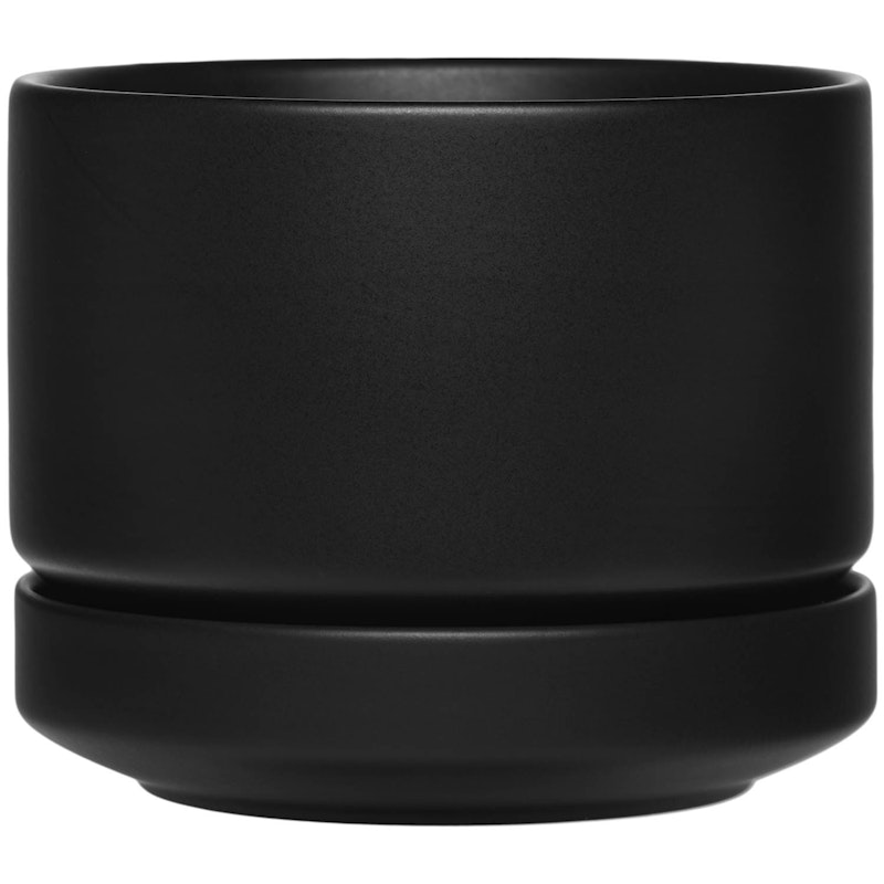 Pot With Saucer H13.2 cm, Matte Black