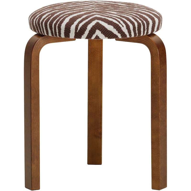 60 Stool, Walnut Stained / Brown Zebra
