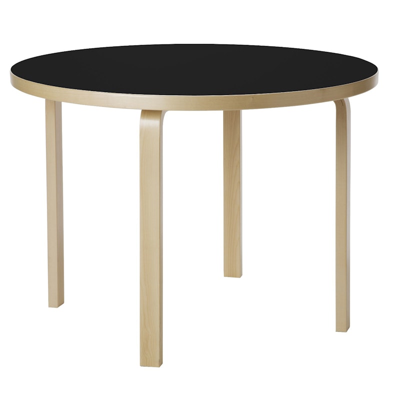 90A Table 100 cm, Black Linoleum