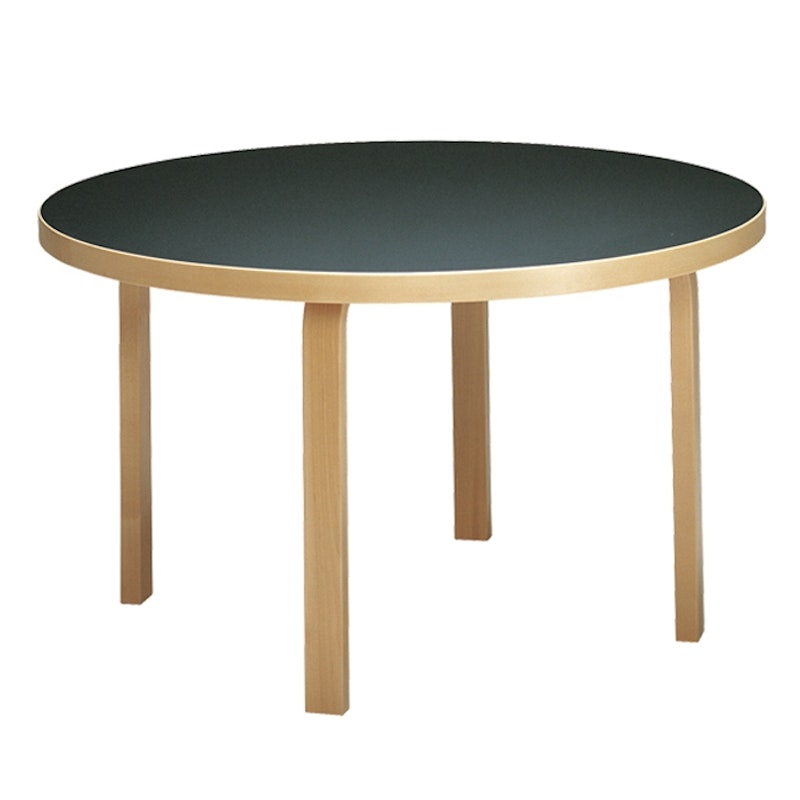 91 Table 125 cm, Black Linoleum