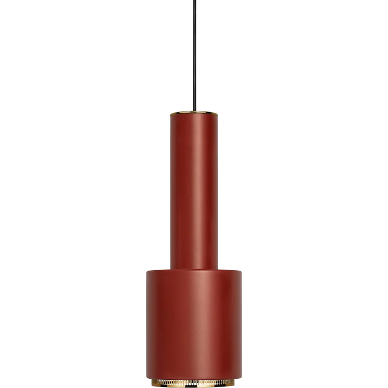 A110 Hand Grenade Pendant, Brick Red / Brass