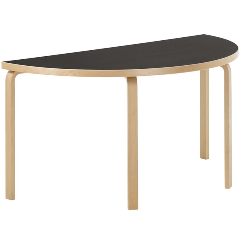 Aalto 96 Table Half-round, Black Linoleum