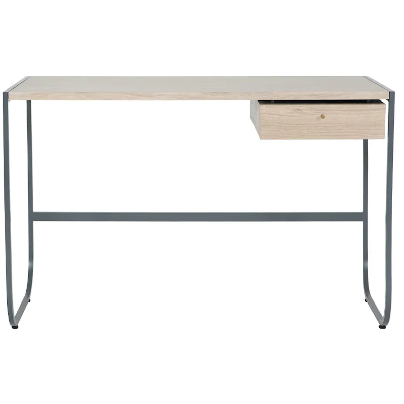 Tati Desk With Drawer, Storm Grey / White stained Oak