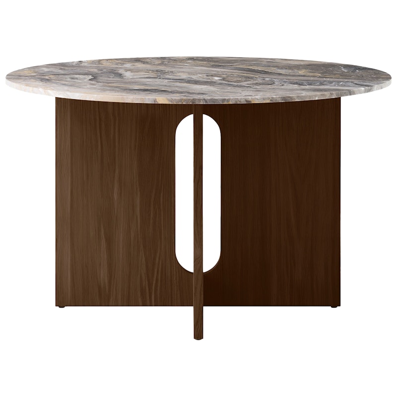 Androgyne Dining Table Ø120 cm, Dark Stained Oak / Grey Galaxy