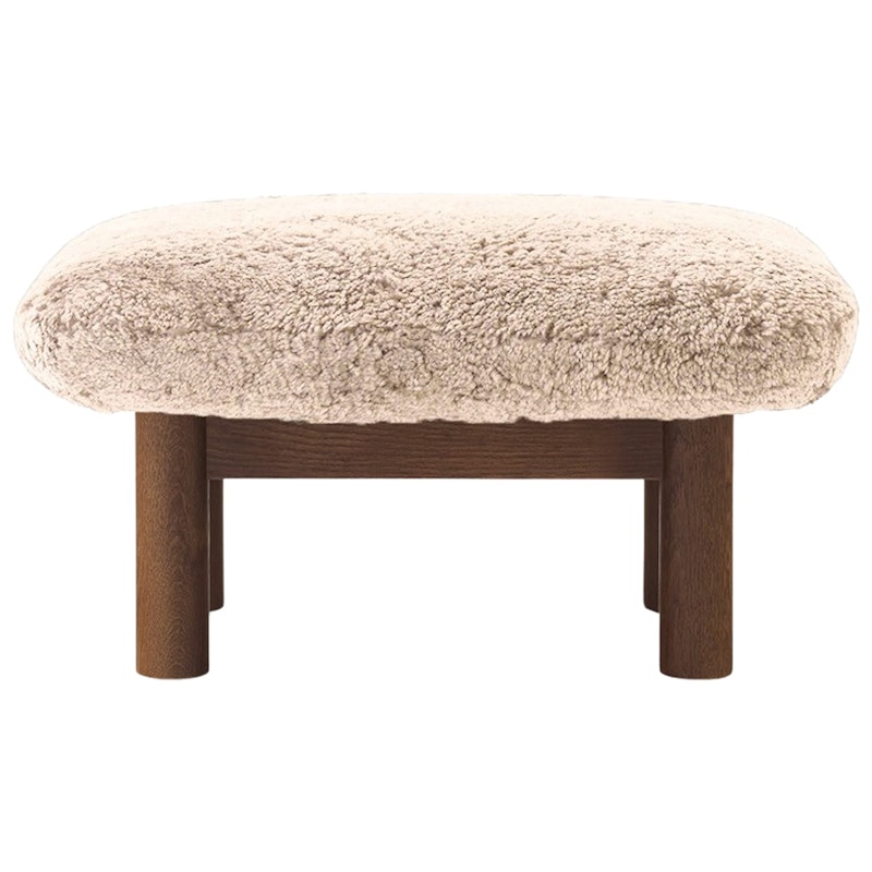 Brasilia Ottoman Dark Stained Oak, Sheepskin Nature