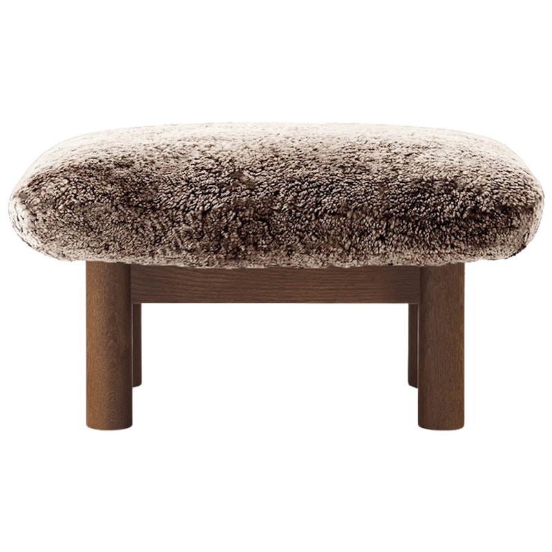 Brasilia Ottoman Dark Stained Oak, Sheepskin Sahara