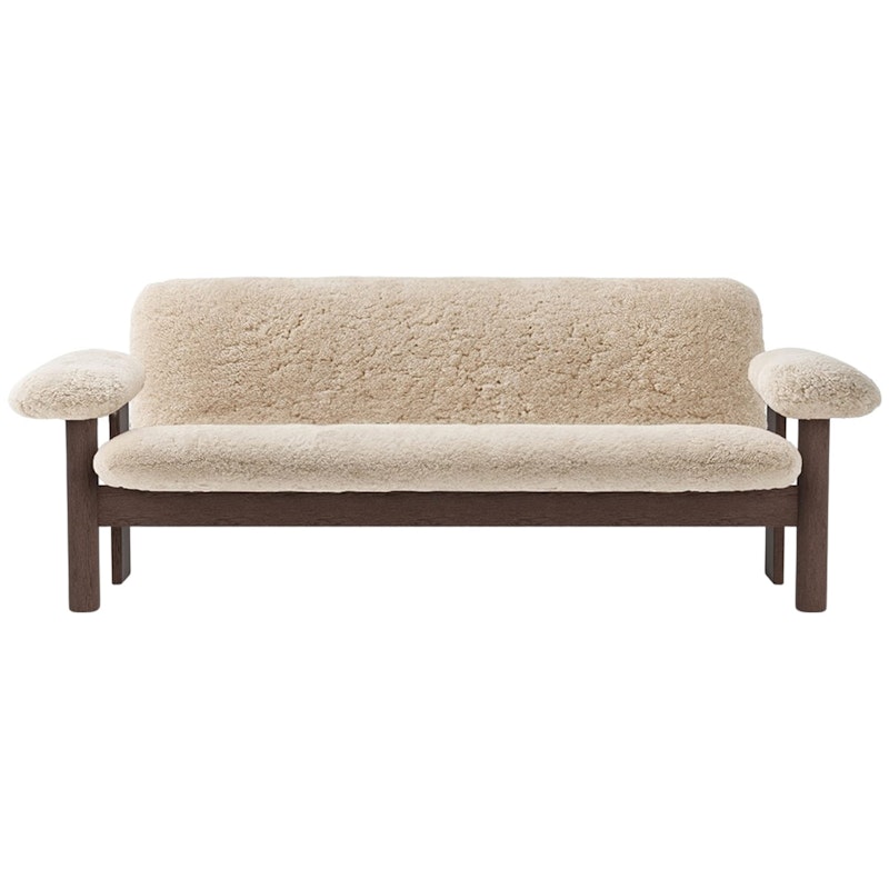 Brasilia 2-Seater Sofa, Dark Stained Oak / Sheepskin Nature