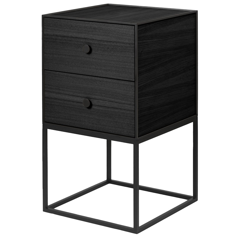 Frame 35 Side Table With 2 Drawers, Black Stained Ash
