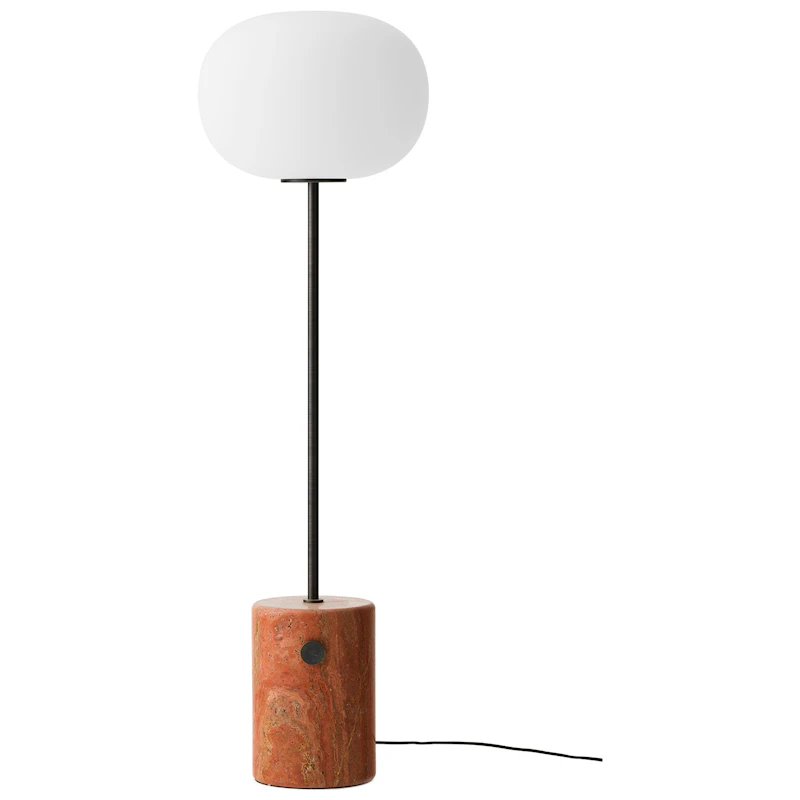 JWDA Floor Lamp, Red Travertine / Bronzed Brass