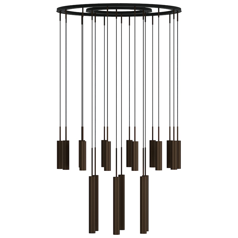 Tubulaire Chandelier Bronzed, 20 Pendants