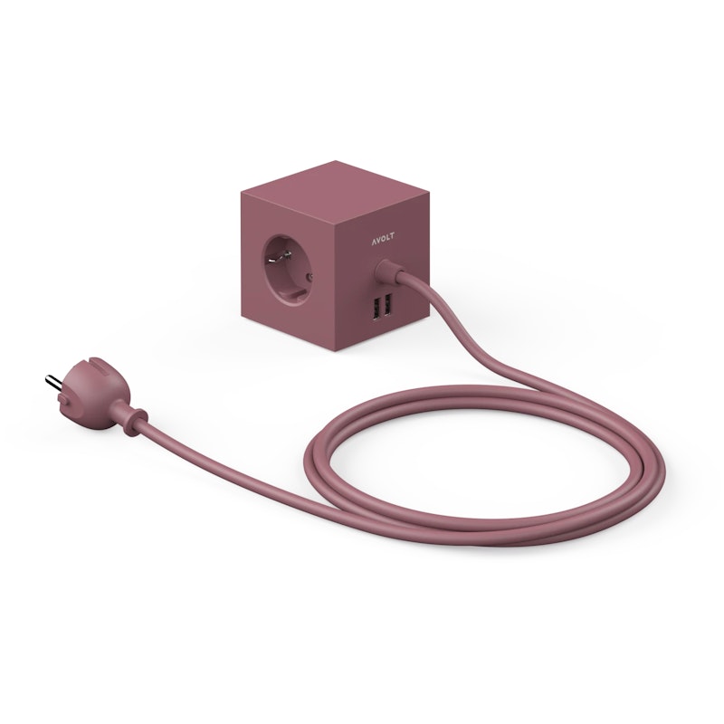Square 1 Extension Cord With Usb / Magnet, Rusty Red