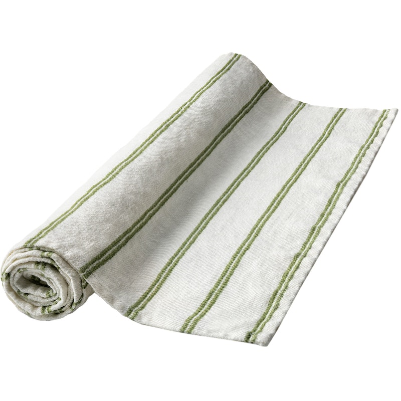 Linåker Table Runner 44x140 cm, Green / Off-white