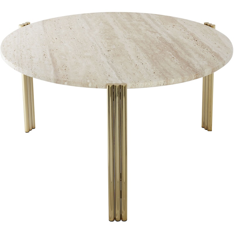 Tribus Coffee Table 80 cm, Gold / Travertine