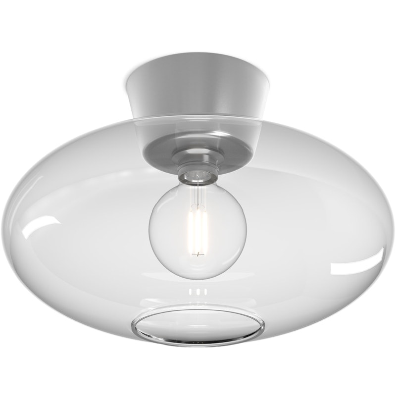 Bullo XL Flush Ceiling Light, Aluminium / Clear