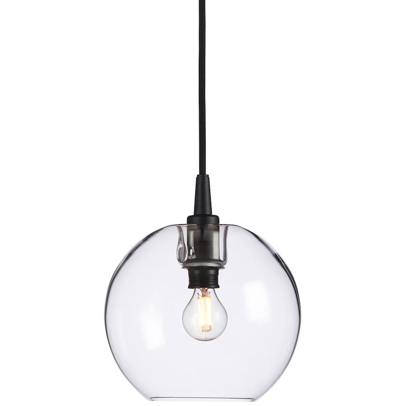 Gloria Pendant 190 mm, Black / Clear Glass