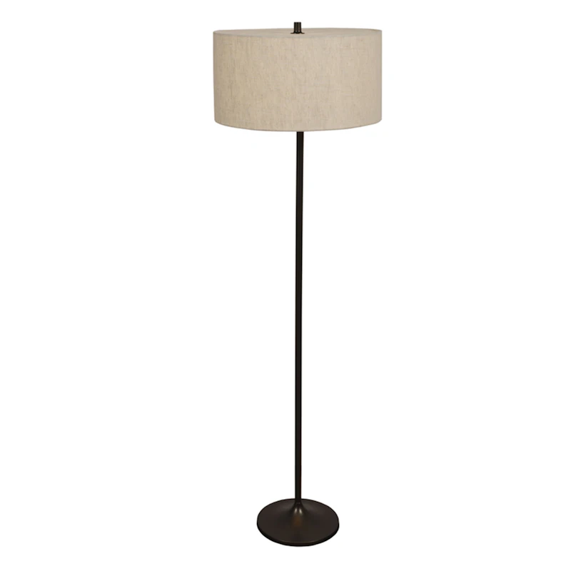 Soft Floor Lamp, Metallic Bronze / Linen Natural