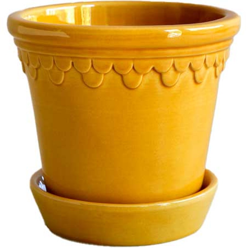 Copenhagen Pot With Saucer 16 cm, Amber Yellow