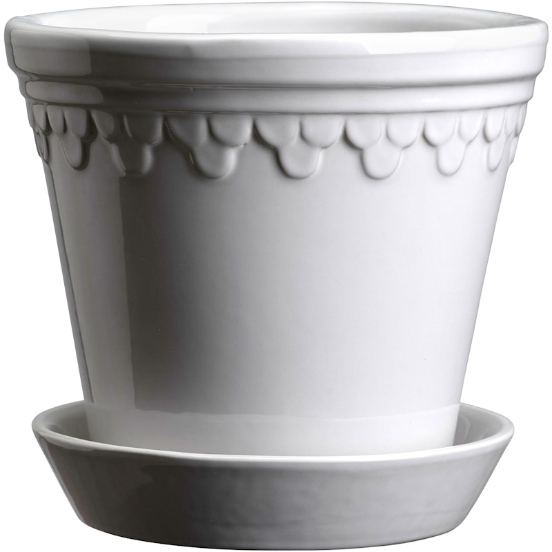 Copenhagen Pot With Saucer Mineral White, Ø11 cm