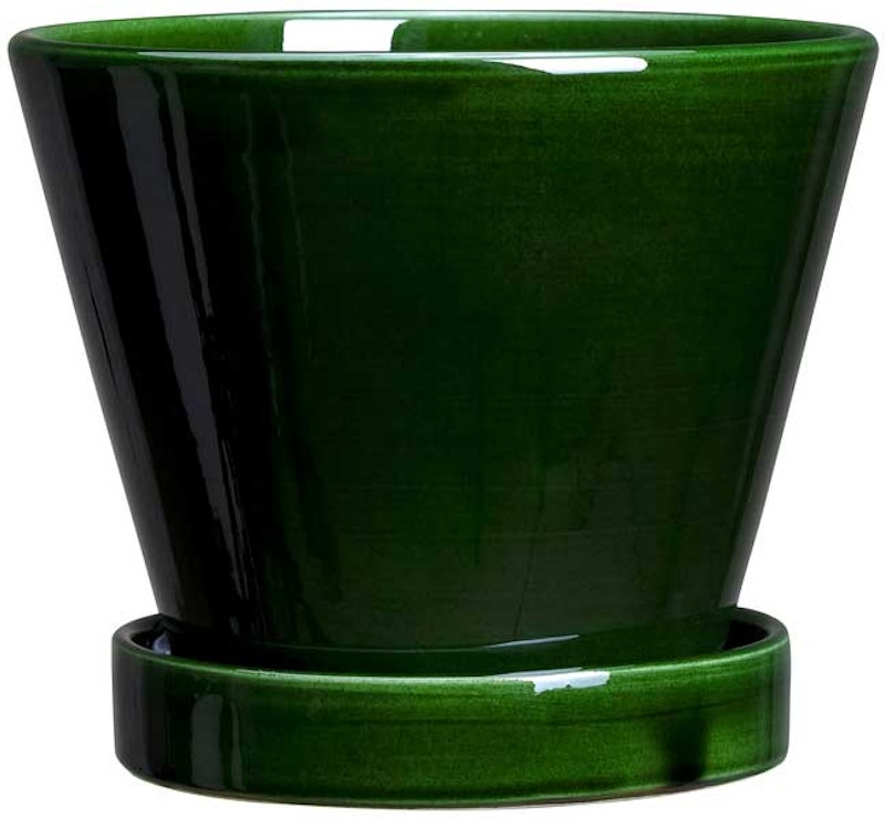 Julie Pot With Saucer Emerald Green, 21 cm