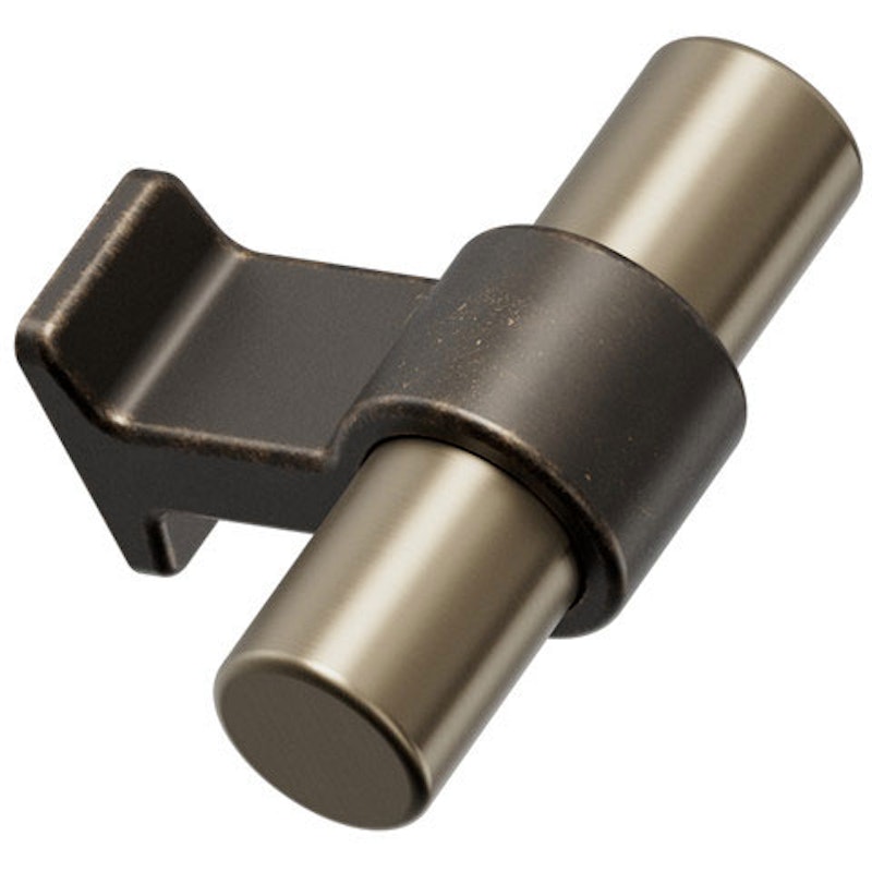 Bond T Knob, Brushed Brass / Antique Brown