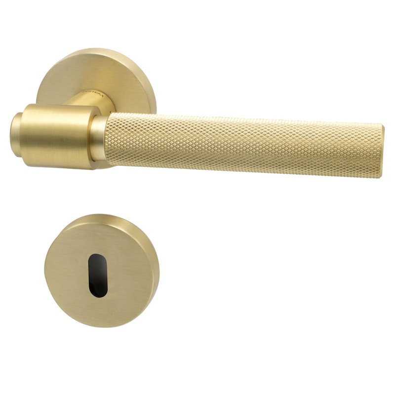 Helix 200 Euro Standard Door Handle With Keyhole, Brushed Brass