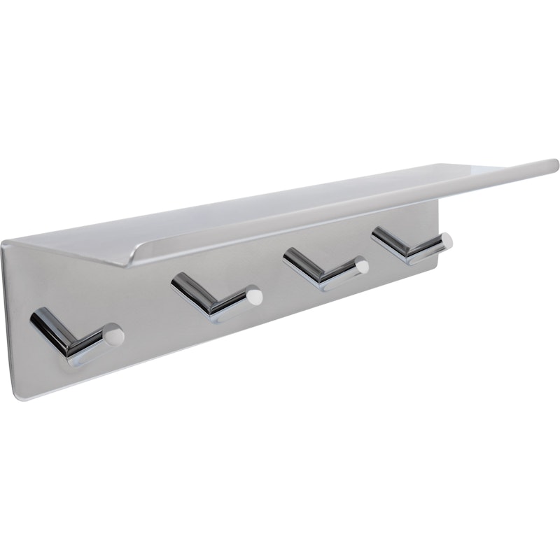 Base Hook Strip With Shelf, Polished Chrome