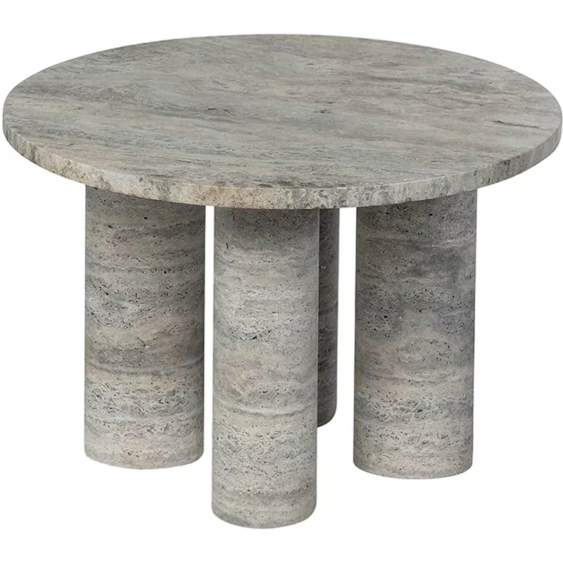 Volos Side Table Ø52, Silver Travertine