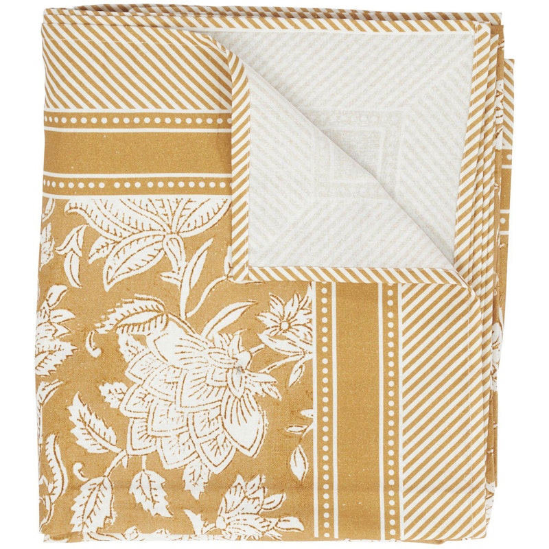 Yasmine Tablecloth 140x250 cm, White / Camel