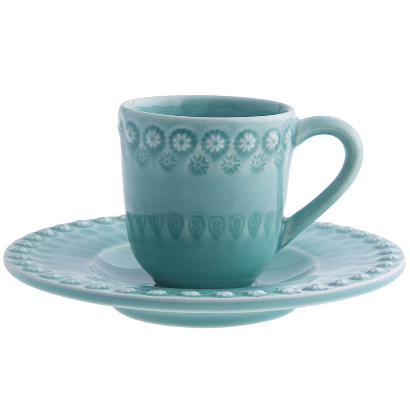 Fantasy Coffee Cup With Saucer, Turquoise