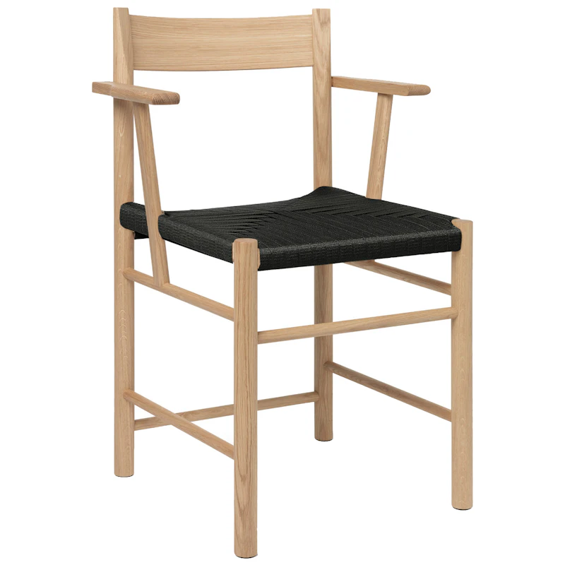 F Armchair, Oiled Oak / Black Webbing