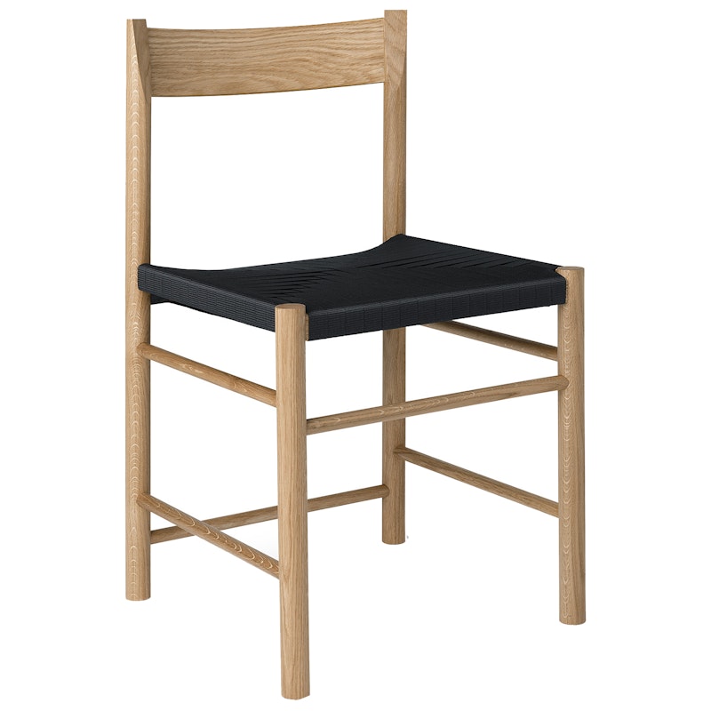 F Chair, Oiled Oak / Black Webbing