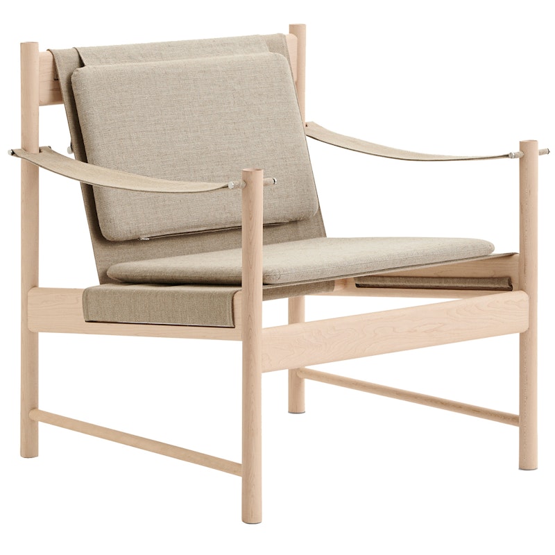 HB Lounge Chair, White Oiled Maple Wood / Canvas