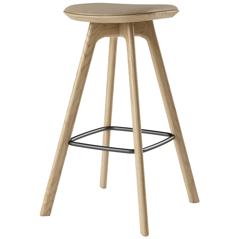 Pauline Bar Stool 75 cm, Oiled Oak / Leather Almond