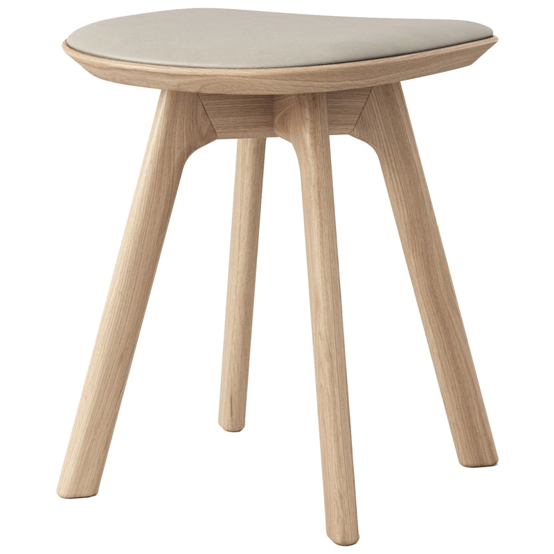 Pauline Stool, Oiled Oak / Leather Oyster