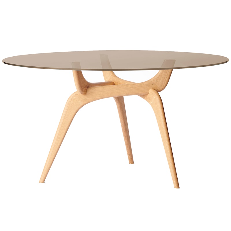 Triiio Dining Table Ø135 cm, Oiled Oak / Bronze Glass