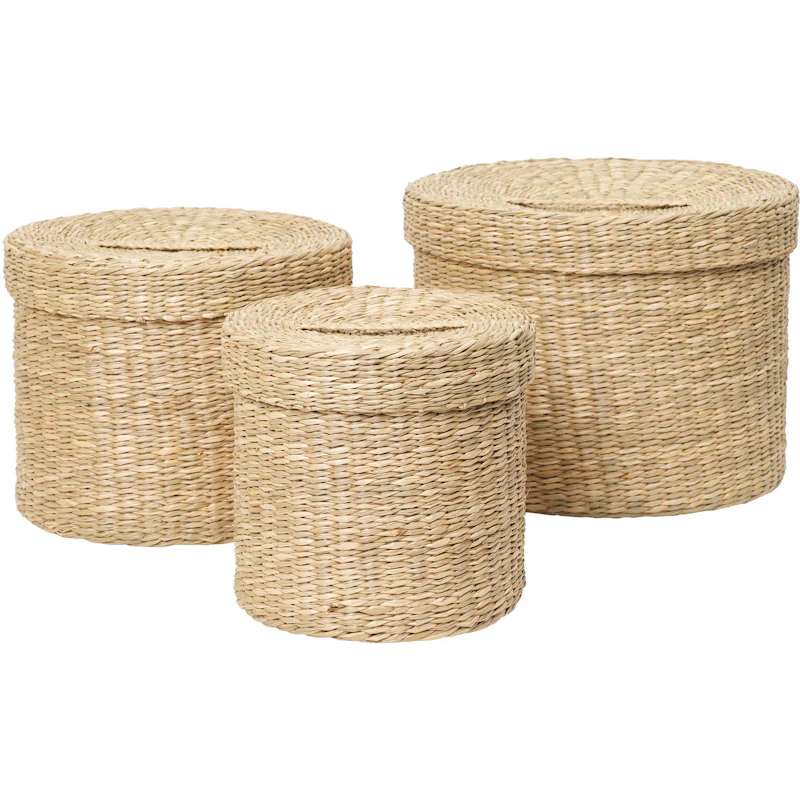 Gaby Basket Round 3-pack, Seagrass