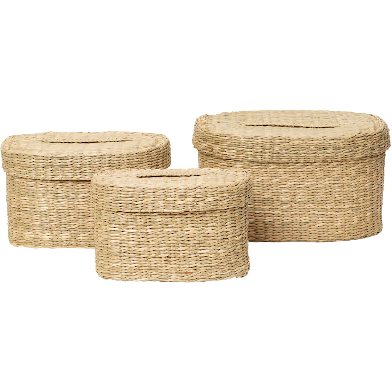 Gaby Basket Rectangular 3-pack, Seagrass