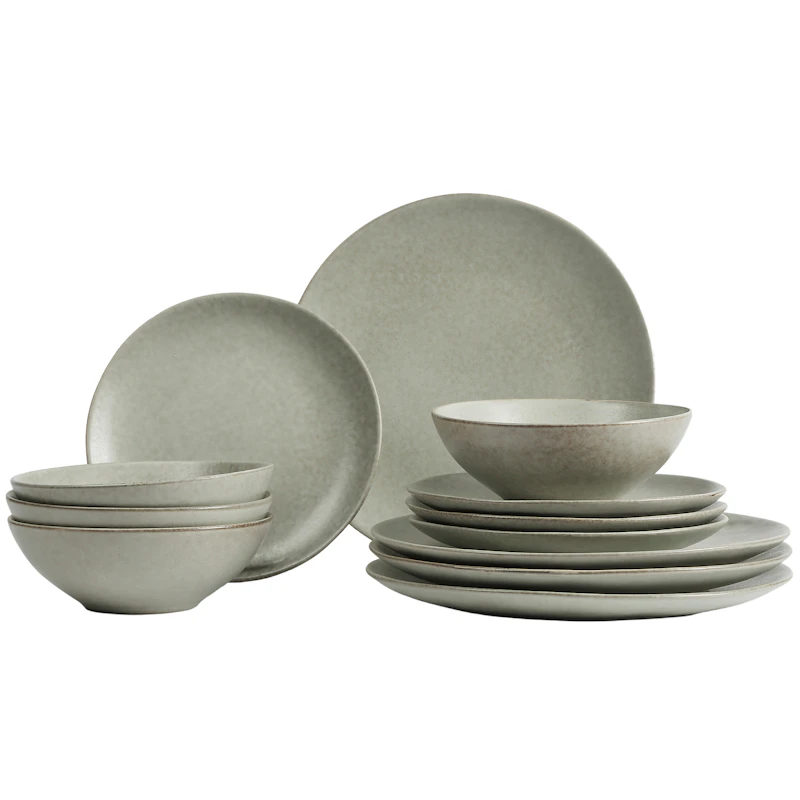 Nordic Marsh Tableware Set 12 Pieces, Green