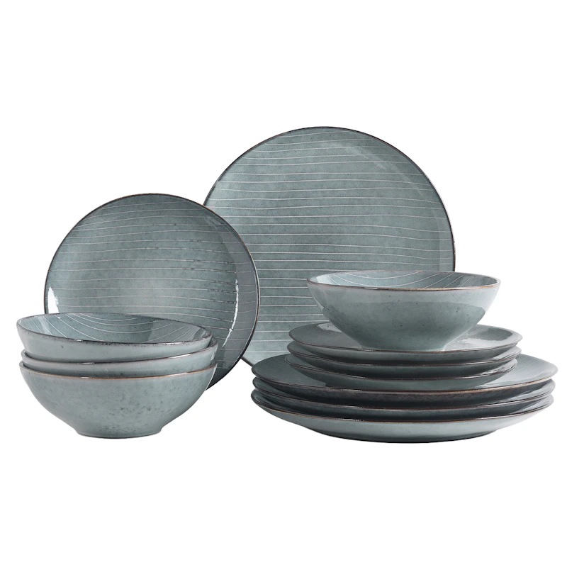 Nordic Sea Tableware Set 12 Pieces, Blue