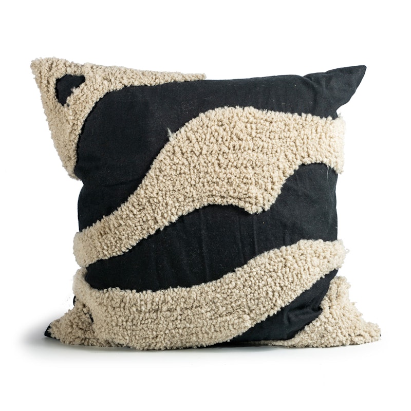 Fluffy Scatter Cushion 50x50 cm Black Beige RoyalDesign