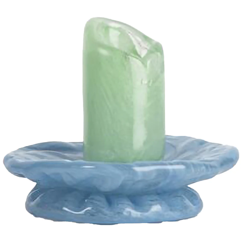 Lara Candlestick 9 cm, Light Blue / Minty Green