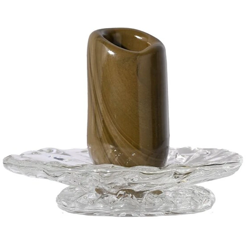 Lara Candlestick Candlestick 9 cm, Green / Clear