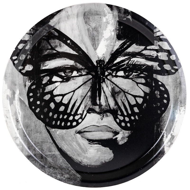 Golden Butterfly B&W Tray, 31 cm