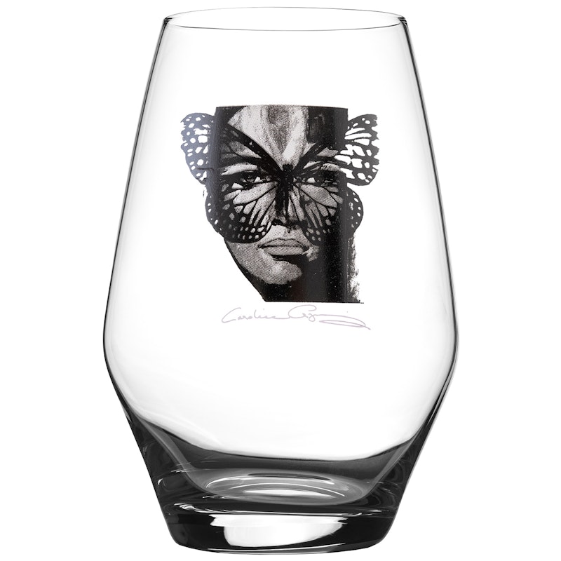 Golden Butterfly B&W Drinking Glass